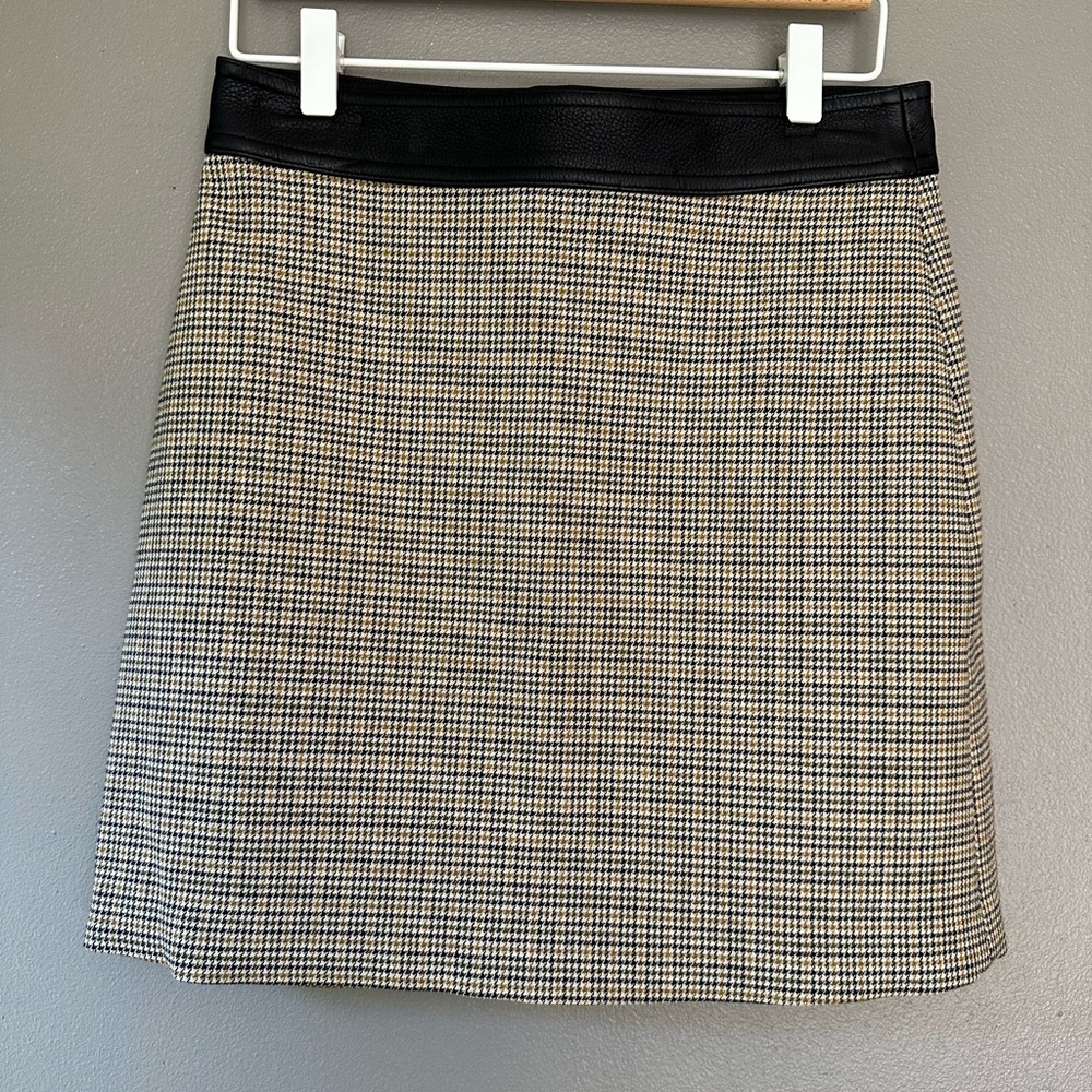 A.L.C. Black and Cream Checkered Skirt